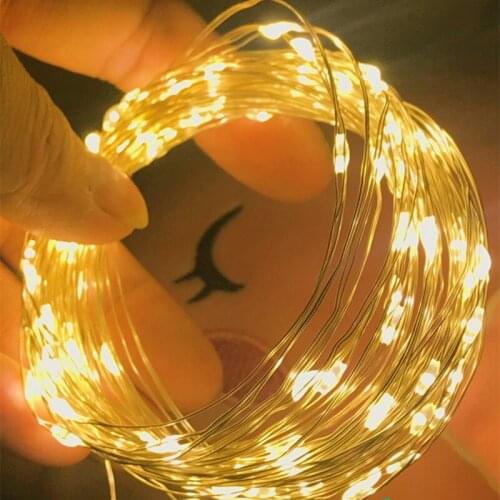 10m/5M Silver Wire LED String Lights Fairy Garland Christmas Lights Wedding Holiday Lighting for Room Gifts DIY Battery Powered