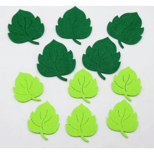 10pcs Green Leaves Shape Free Cutting Fabric Felt Patch Appliques For DIY Handmade Cloth Making Nonwoven Sewing Decoration Craft
