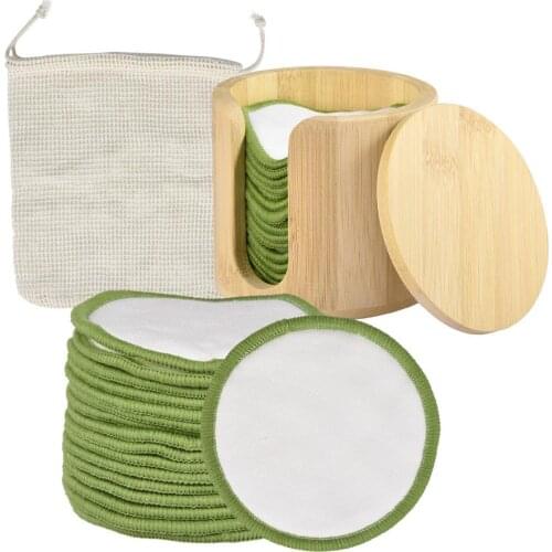 16Pcs Reusable Bamboo Cotton Pads Washable Makeup Remover Pad Soft Face Skin Cleaner Facial Cleaning Beauty Tool With Box