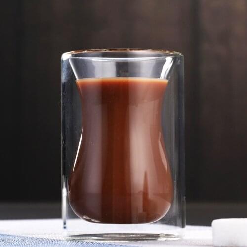 180ml modern Simple coffee mugs double-layer glass Korean breakfast milk cup childrens cute juice mugs lady office cups