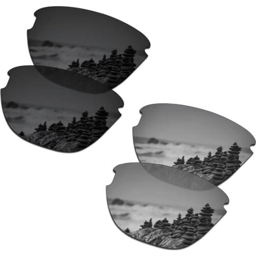 SmartVLT 2 Pairs Polarized Sunglasses Replacement Lenses for Oakley Frogskins Lite Stealth Black and Silver Titanium