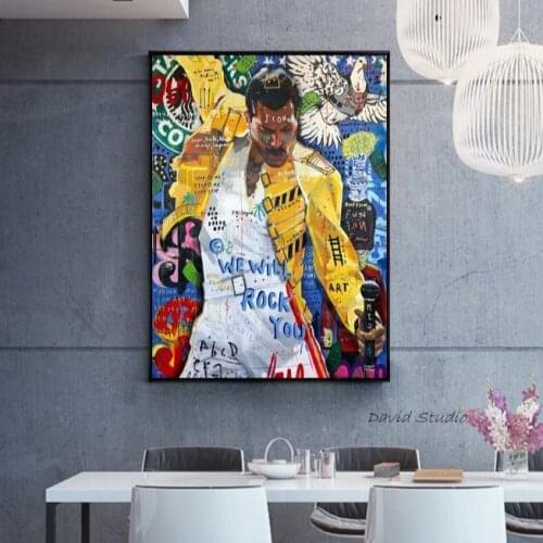 2021 Great Work 100% Hand Painted Creative Graffiti Popular Art Acrylic Paint On Canvas For Wedding Room Wall Decoration