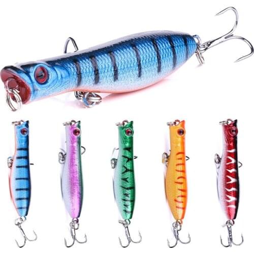 5PCS Popper Wobbler Fishing lure With 8# hooks 6cm 5g floating crankbait artificial bait poper pesca carp pike
