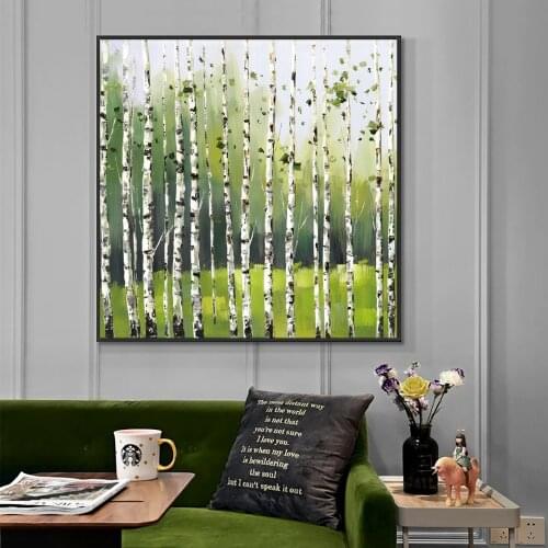 Abstract Trees With Green Leaves Painting On Canvas 100% Hand Painted Oil Painting Wall Art Poster Art For Modern Home Decor