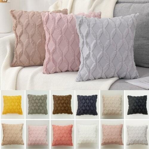 Decorative Plush Short Wool Velvet Throw Pillow Cover 45X45 Luxury Nordic Pillow Case Soft Boho Textured Geometric Cushion Cover