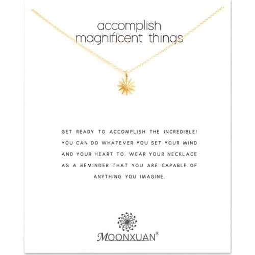 White Card Alloy Starburst Sun Moon Star Gold Sliver Filled Alloy Necklaces Charm Chain Choker Pendant Women Necklace For Gift
