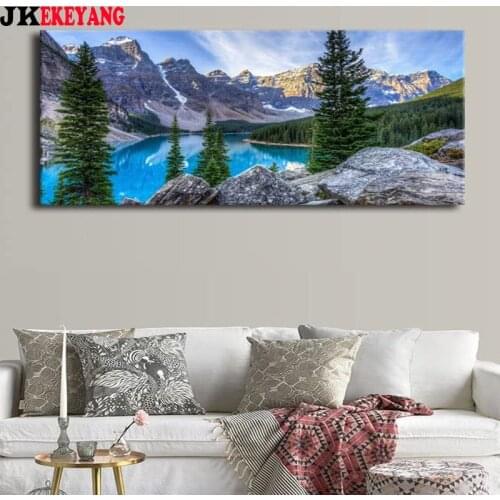 Large 5D Diy diamond painting Lake forest and mountain Diamond Mosaic Rhinestone Embroidery cross stitch Y4053