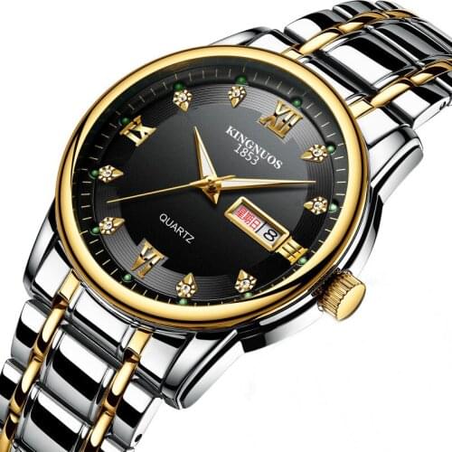 Kingnuo 218 Fashion Men Watch Waterproof Stainless Steel Luminous Men Watch Steel Band Quartz Watch Retro Watch