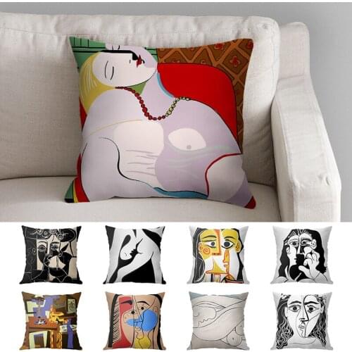 Decorative Throw Pillow Case Cover Picasso Painting Printed Square Shape Cushion Cover For Sofa Home Capa De Almofadas 45x45cm