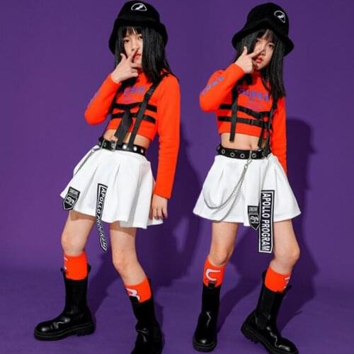 Kids Ballroom Hip Hop dancing Clothing Crop Tops Sweatshirt Skirt for Girls Jazz Dance Wear Costume Party Carnival Clothes
