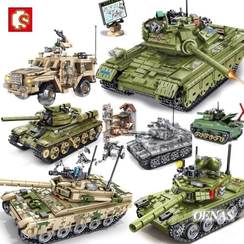 SEMBO Military WW2 Army Action Figures Type 85 59 Main Battle Tank Vehicle Model Building Blocks Kids Educational Toys Gift