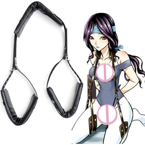 SM Leather Sponge Bondage Neck To Thigh Sling Spreader Slave Open Leg Restraint Belt Sex Position Aid Swing Couple Flirt Sex Toy