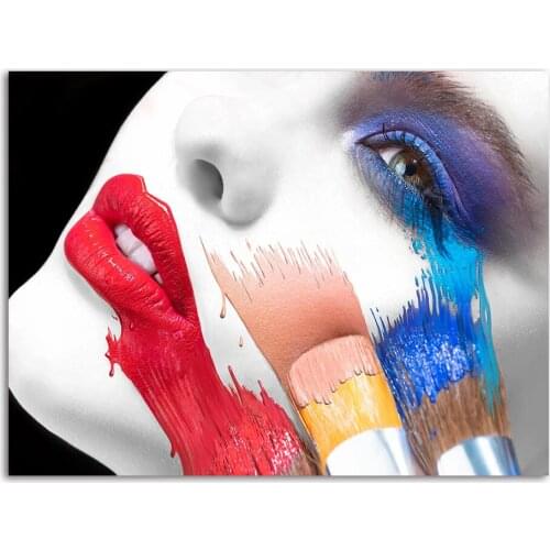 Canvas Painting Makeup Watercolor Face Art Print Nordic Poster Wall Art Pictures for Living Room Modern Home Decor