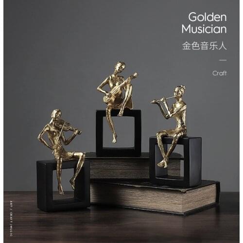 European-style Creative Musician Home Living Room Decoration Resin Crafts Ornaments Blow-pull Singing Ornaments Home Decoration