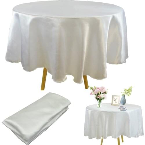 Round 145cm Satin Tablecloth Wedding Table Cloth Tableware Cover Overlay Home Restaurant Banquet Christmas Table Decoration
