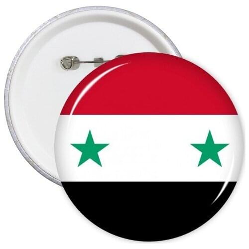 Syria National Flag Asia Country Symbol Mark Pattern Round Pin Badge Button 5pcs