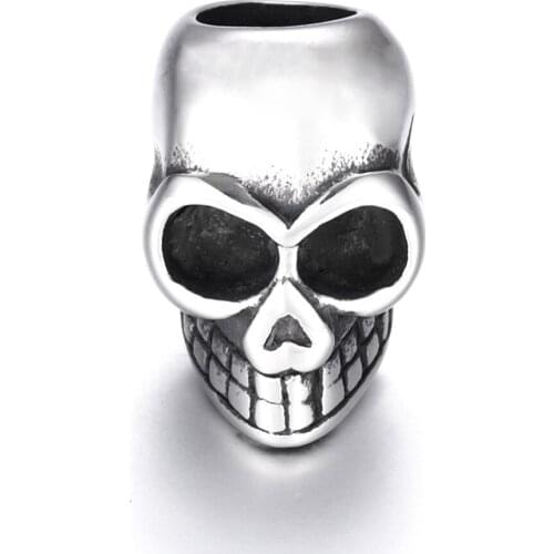 Stainless Steel Skull Bead Polished 6mm Large Hole Beads Metal Charms for DIY Bracelet Jewelry Making Accessories