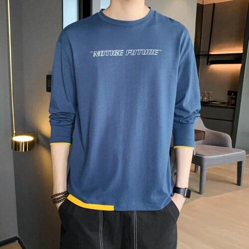 2020 Autumn New Cotton Top Mens Fashion Long Sleeved T-shirt Loose Bottoming Shirt