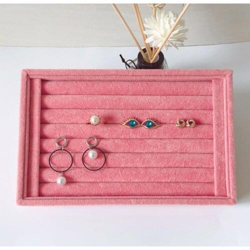 New Arrival Jewelry Flat Trays Box Earring Rings Storage Box Jewelry Case Display Convenient Charming Women Rings Trays Velvet