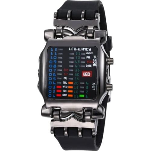New Fashion Digital Watches for Men Women Creative Crab Binary LED Electronic Watch Luxury Dress Watch Unisex Wristwatch Clock