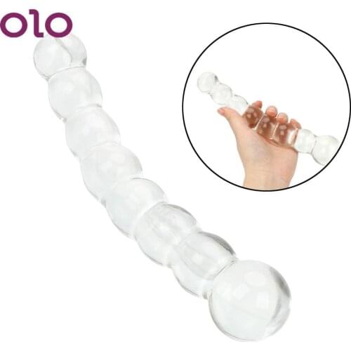 OLO 8 Beads Crystal Anal Plug Prostate Massager Glass Butt Plug Sex Toys for Women Sex Products