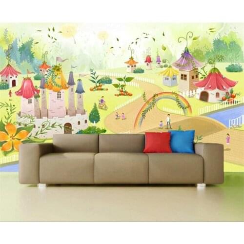 Custom Photo Wallpaper Pastoral Hand Painted Child Cartoon Castle Childrens Room Bedroom Background Wall Decor Mural Paintings