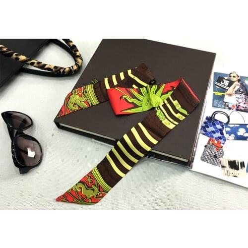 SALE Sunshine Striped Printed Fashion Lady 100% Silk Scarves Bags Scarf Small Ribbon Hair Band Bandeaus High Grade Gift ZSBD32