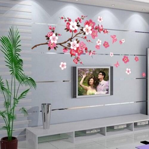 Removable Peach Blossom tree PVC Wall Sticker Romantic Home DIY Decoration Wallpaper for Livingroom Bedroom Art Decal Mural