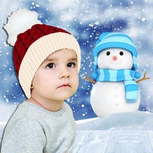Kids Cotton Knitted Hats Baby Pom Pom Newborn Childrens Kids Caps Winter Warm Girls Boys Accessories Toddler Caps Bonnet Hats