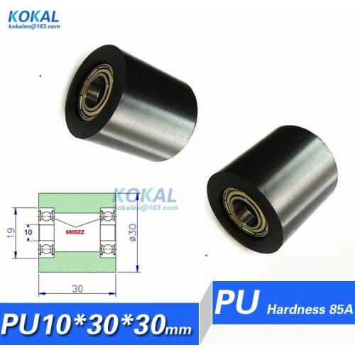 [PU30-30ZZ]Free shipping PU Rubber inner 5mm 6mm 7mm 8mm 10mm ball bearing guid rail wheel pulleys 30mm*30mm PU bearing