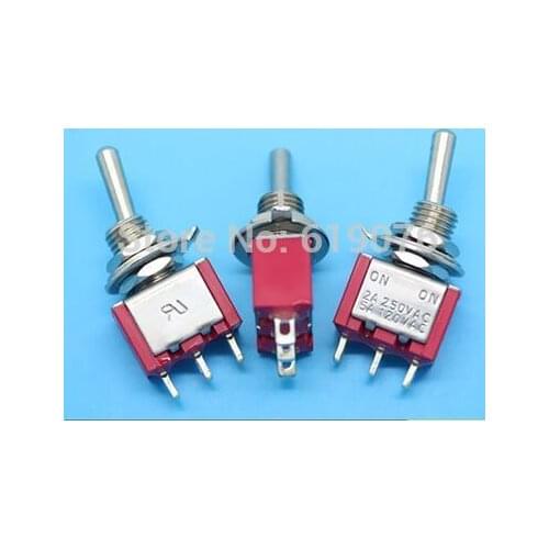 High quality small rocker toggle switches 3 feet 2 gear MTS 102 ON-ON 2A/250V 5A/120V