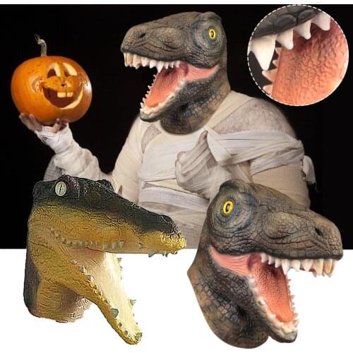 Halloween Horror Funny Mask Latex Ball Jurassic World Dinosaur Mask Cartoon Tyrannosaurus Headgear игрушки для взрослых18
