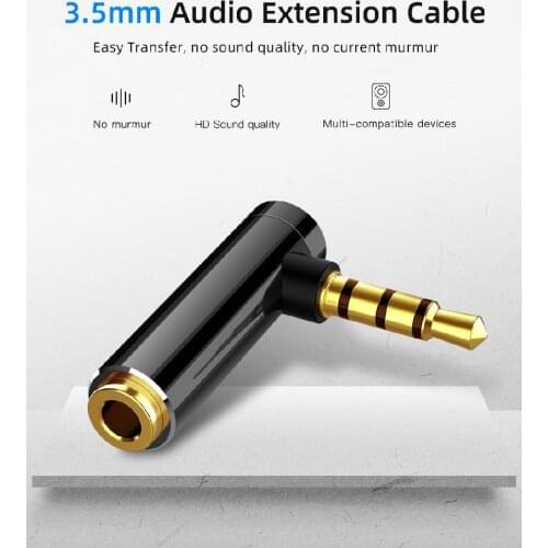1PC 3.5mm Audio Connector 3.5 Jack Right Angle Female to 4Pole Male Audio Stereo Plug L Shape 90 Degree Converter