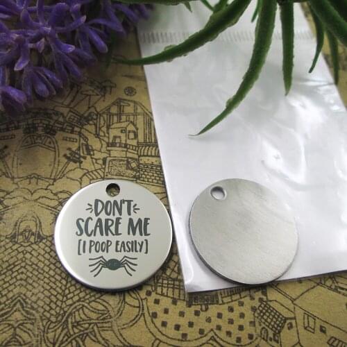 20pcs--"DON'T SCARE ME I POOP EASILY"stainless steel charms 5 styles for choosing DIY Charms for necklace bracelets