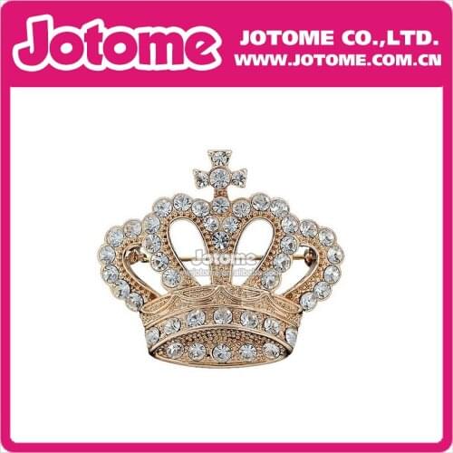 100pcs/lot Crown Golden Plated Clear Rhinestone Crystal Fashion Women Jewelry Brooches Pins