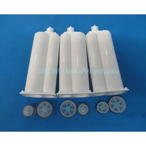 100pcs EMPTY unfilled 50ml 1:2 ratio epoxy ab glue barrel with piston plug, ab glue dispenser gun empty cartridge
