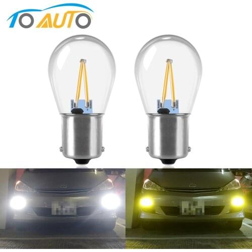 2pcs P21W 1156 BA15S LED P21/5W 1157 BAY15D LED Bulbs COB Filament Chips Car Reverse Brake Turning Signal Lights Auto Lamp 12V