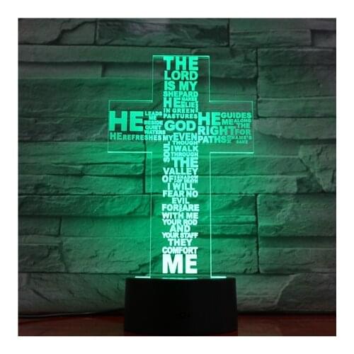 Cross 3D Lamp Colorful Touch Led Usb Visual Nightlight Novelty Luminaria Usb Led 3d Light Fixtures Powerbank Kids Lamp 1668