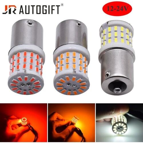 50pcs p21w bay15d ba15s 1156 1157 3014 57 led 12-24v ceramics auto Brake light Red car led Bulbs rear Turn signal lamp parking