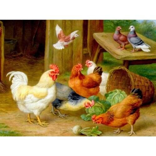 5D DIY Diamond Painting Cross Stitch Full Round Drill Animal Chicken Family Diamond Embroidery Rhinestones manual art Decor Gift
