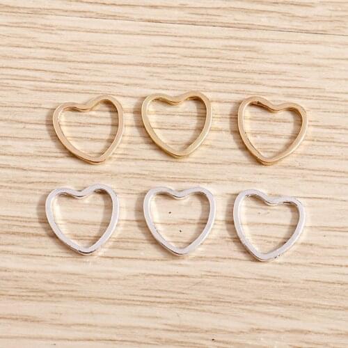 50pcs 9*9mm Trendy Alloy Hollow Love Heart Charms Fit Jewelry Making DIY Accessories Handmade Craft Earrings Pendants Necklaces