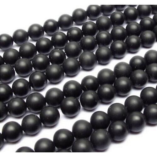 Top Quality Black Dull Polish Matte Onyx Agat e Round natural Gem Stone Beads 15.5"/Strand 4 6 8 10 12 14 16MM