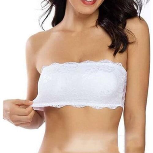 New Fashion Ladies Elegant Lace Bra Strapless Underwear Comfortable Breathable Elastic Adjustable Hook Lock For Women