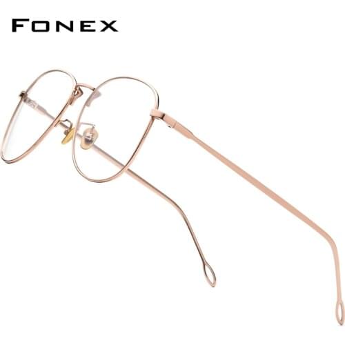 FONEX Pure Titanium Glasses Frame Women Vintage Big Myopia Optical Prescription Eyeglasses Frames Men 2020 Oversize Eyewear 8516