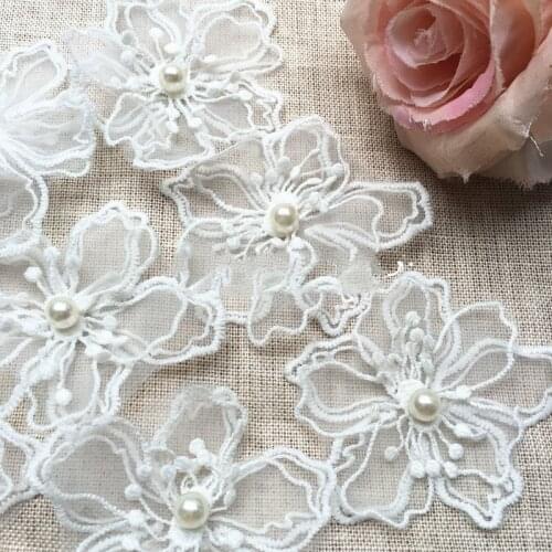 GLace 10pcs/Lot Flower embroidery organza lace fabbric DIY craft wedding accessories flower cloth material TX891