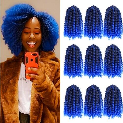 Short 8' Jerry Curl MarleyBoB Braids Crochet Hair Synthetic Ombre Jerry Curl Weave Synthetic Braiding Hair Extensions for Women