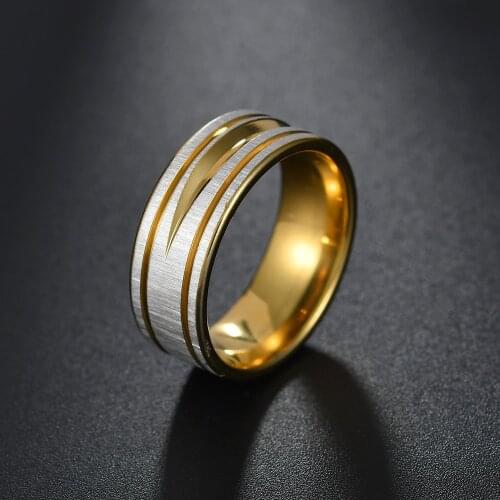 Hot 8mm Simple Ring Fashion Gold Ring Mens Womens Exclusive Couple Wedding Ring Women Jewelry Gift Anillos Mujer