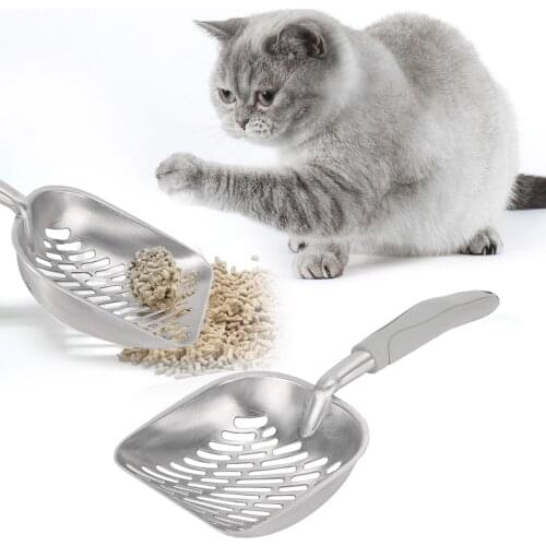 Stainless Steel Pet Cat Litter Anti‑Stick Scoop Spatula Litter Scoop Sifter Deep Shovel Ergonomic Handle for Cat Toilet
