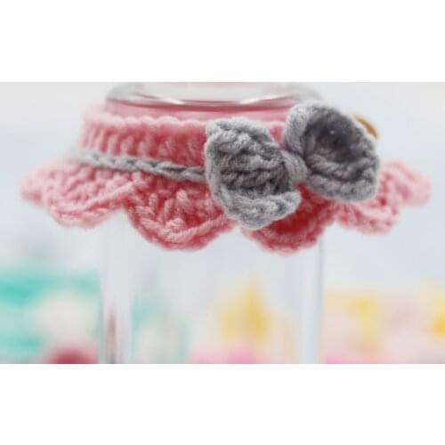 Cute Dog Collar Sweet Crochet Woolen Dog Bandana Bowknot Pet Necklace Manual Cat Scarf for Small Dogs Pink Kitten Accessories