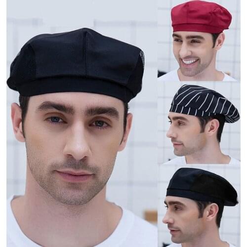Mens Womens Chef Hat Pastry Baker Kitchen Cook Coffee Shop Duckbill Beret Cap F3MD